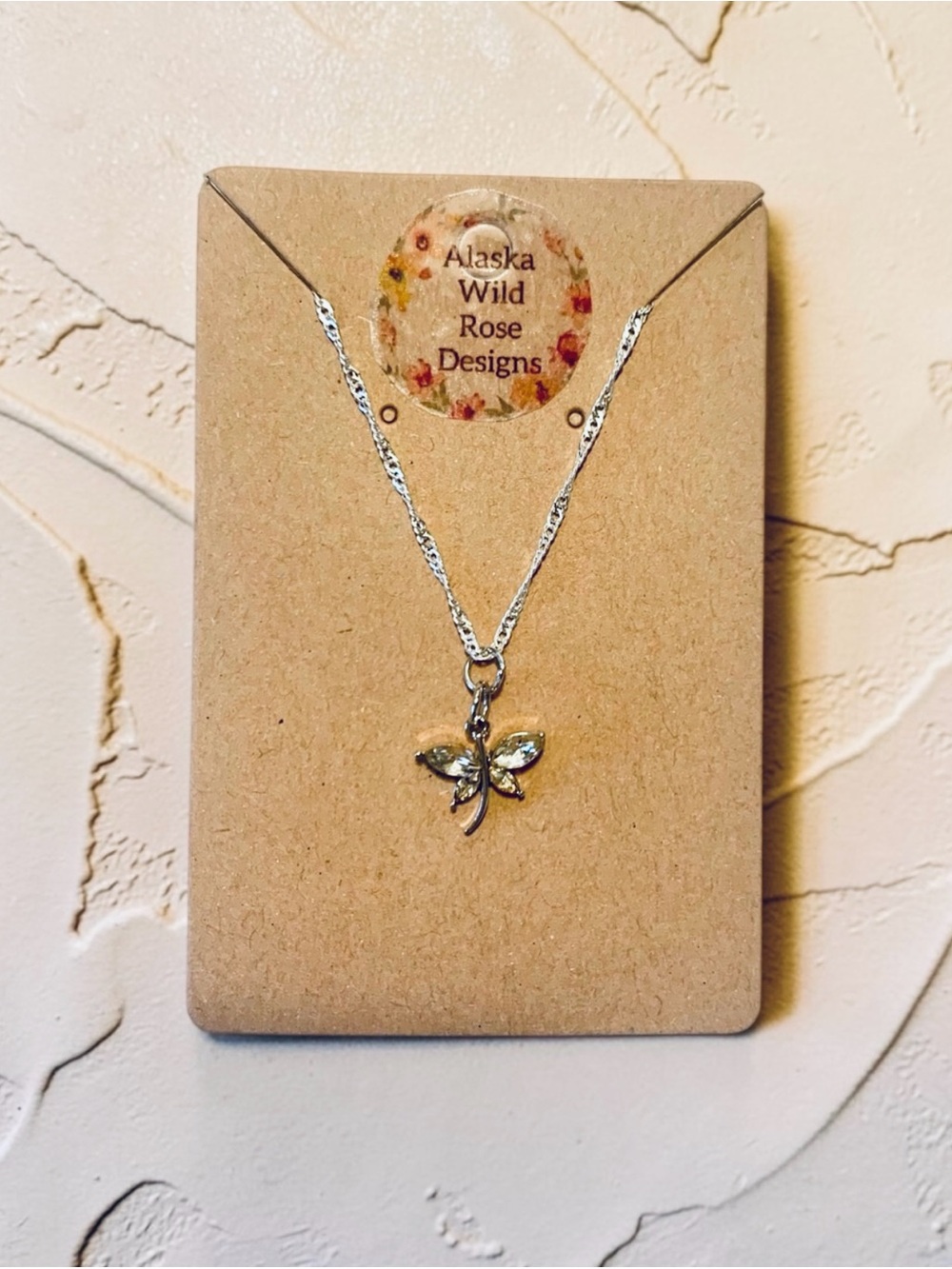 Silver Dragonfly Necklace with Clear Stones - Picture 2 of 2